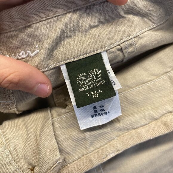 Eddie Bauer Pants Womens 10 Tall Beige Linen Cargo Wide Leg,Pockets,Drawstring - Picture 8 of 16